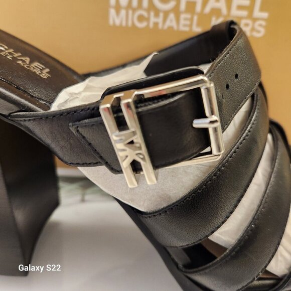 Michael Kors Black Calf Leather "Jagger Slides". NIB. Size 9.5 - Picture 2 of 12